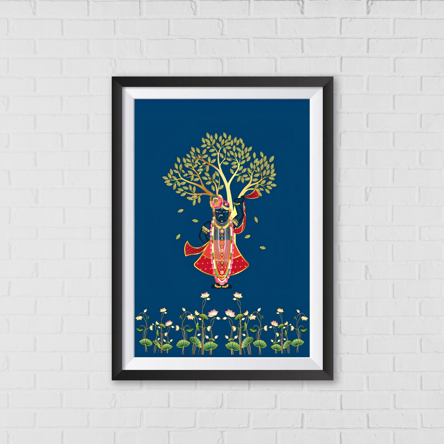 Shrinathji Beneath the Kadamba Tree Pichwai Art | Indian Wall Art Decor