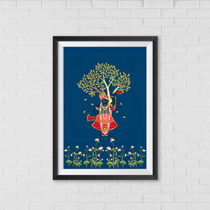 Shrinathji Beneath the Kadamba Tree Pichwai Art | Indian Wall Art Decor