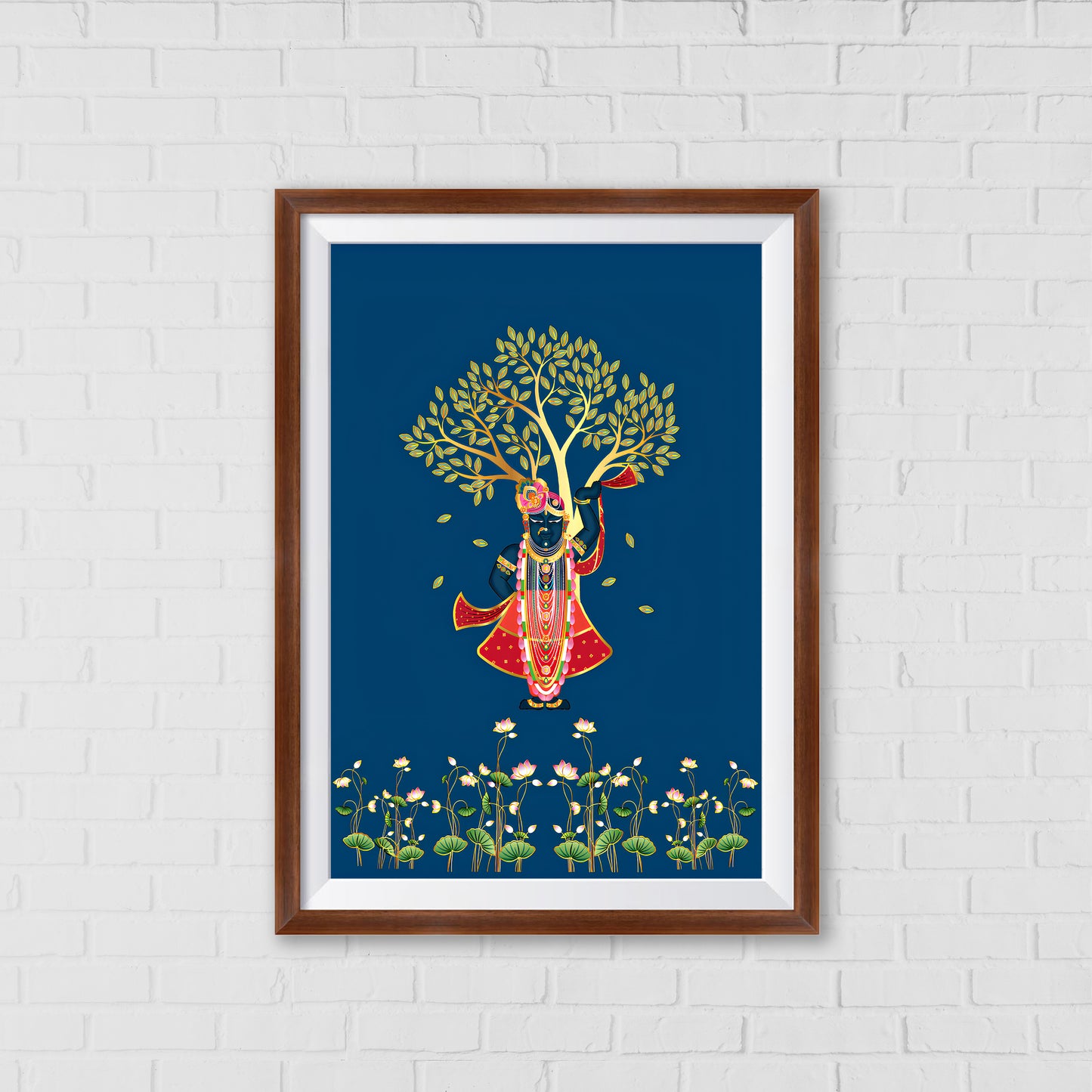 Shrinathji Beneath the Kadamba Tree Pichwai Art | Indian Wall Art Decor