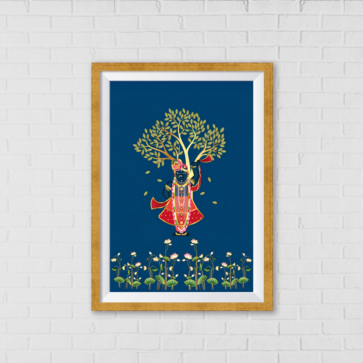 Shrinathji Beneath the Kadamba Tree Pichwai Art | Indian Wall Art Decor
