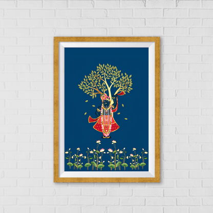 Shrinathji Beneath the Kadamba Tree Pichwai Art | Indian Wall Art Decor