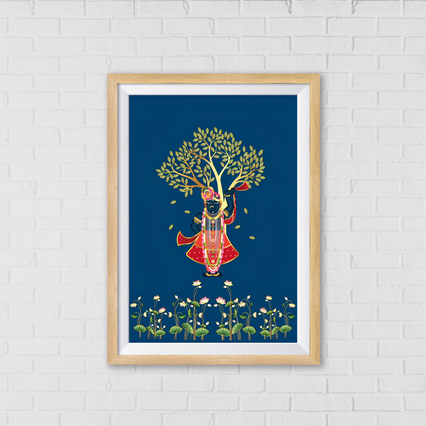 Shrinathji Beneath the Kadamba Tree Pichwai Art | Indian Wall Art Decor