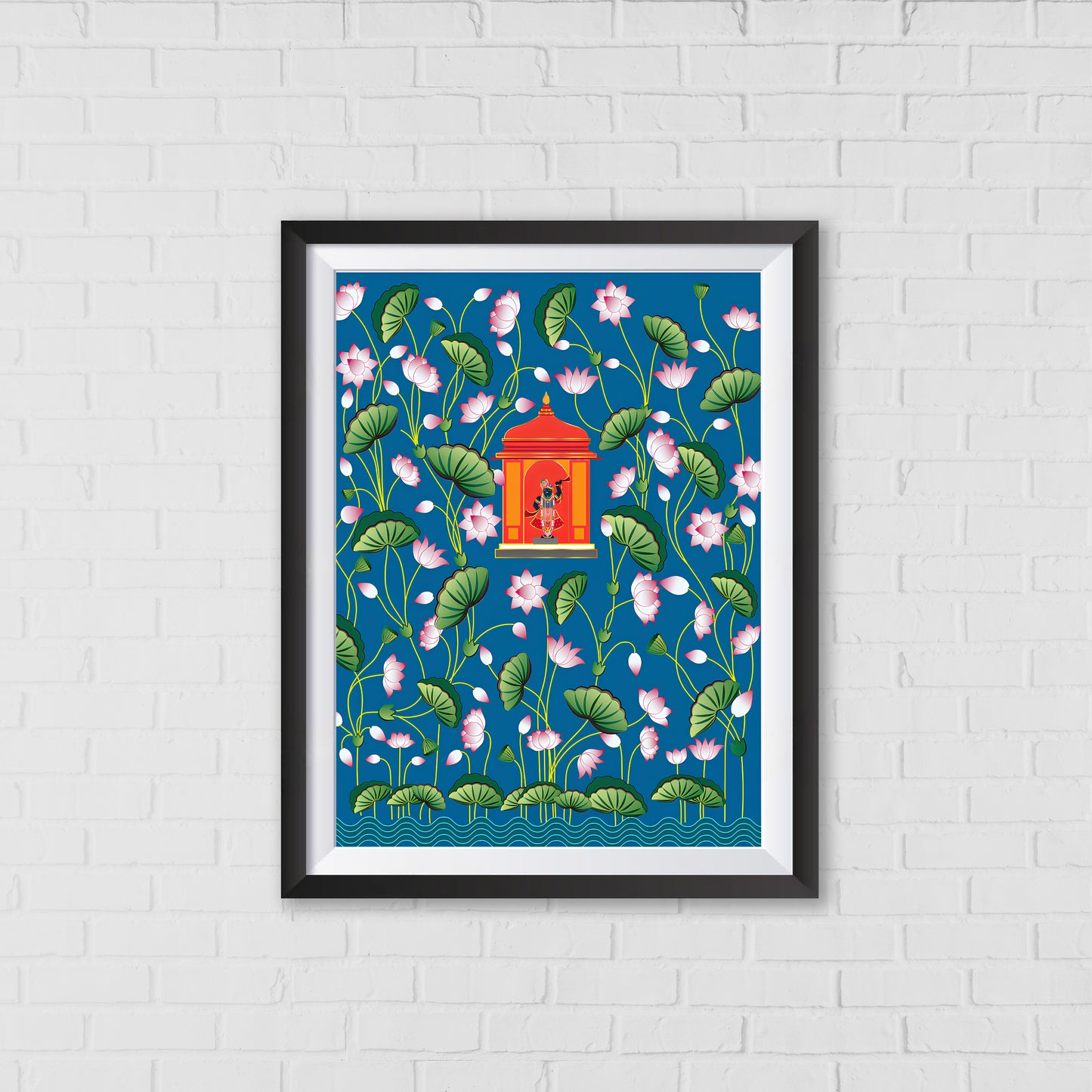 Shrinathji Lost in the Lotus Blooms Pichwai Art | Indian Wall Art Decor
