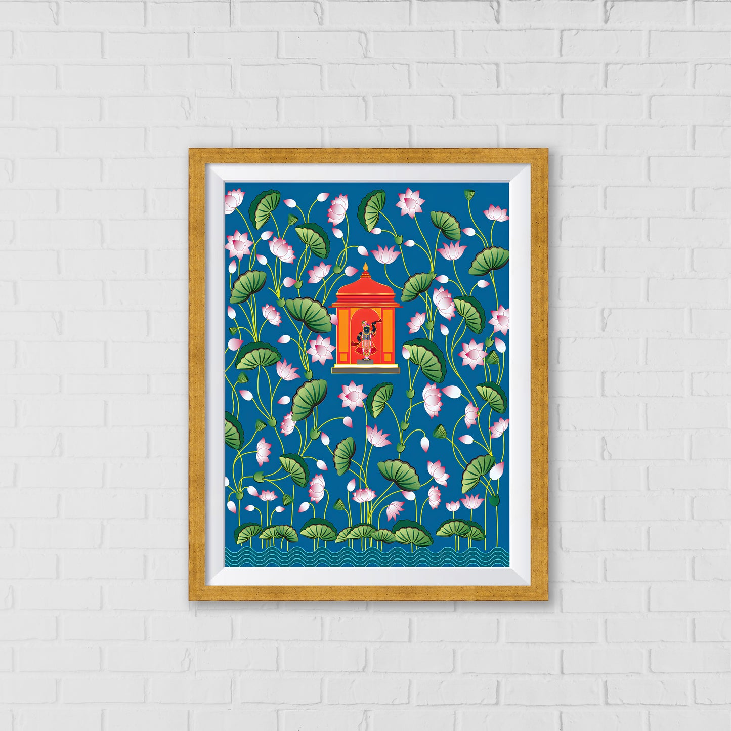 Shrinathji Lost in the Lotus Blooms Pichwai Art | Indian Wall Art Decor