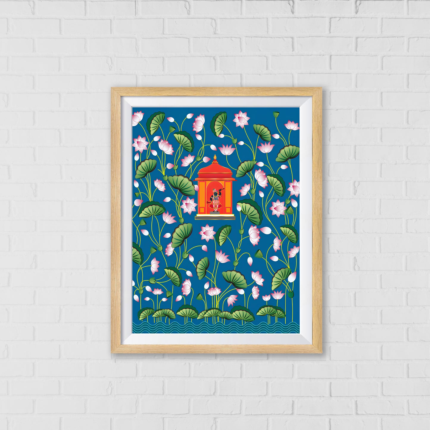 Shrinathji Lost in the Lotus Blooms Pichwai Art | Indian Wall Art Decor