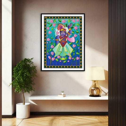 Shrinathji's Lotus Grace Pichwai Art | Indian Wall Art Decor