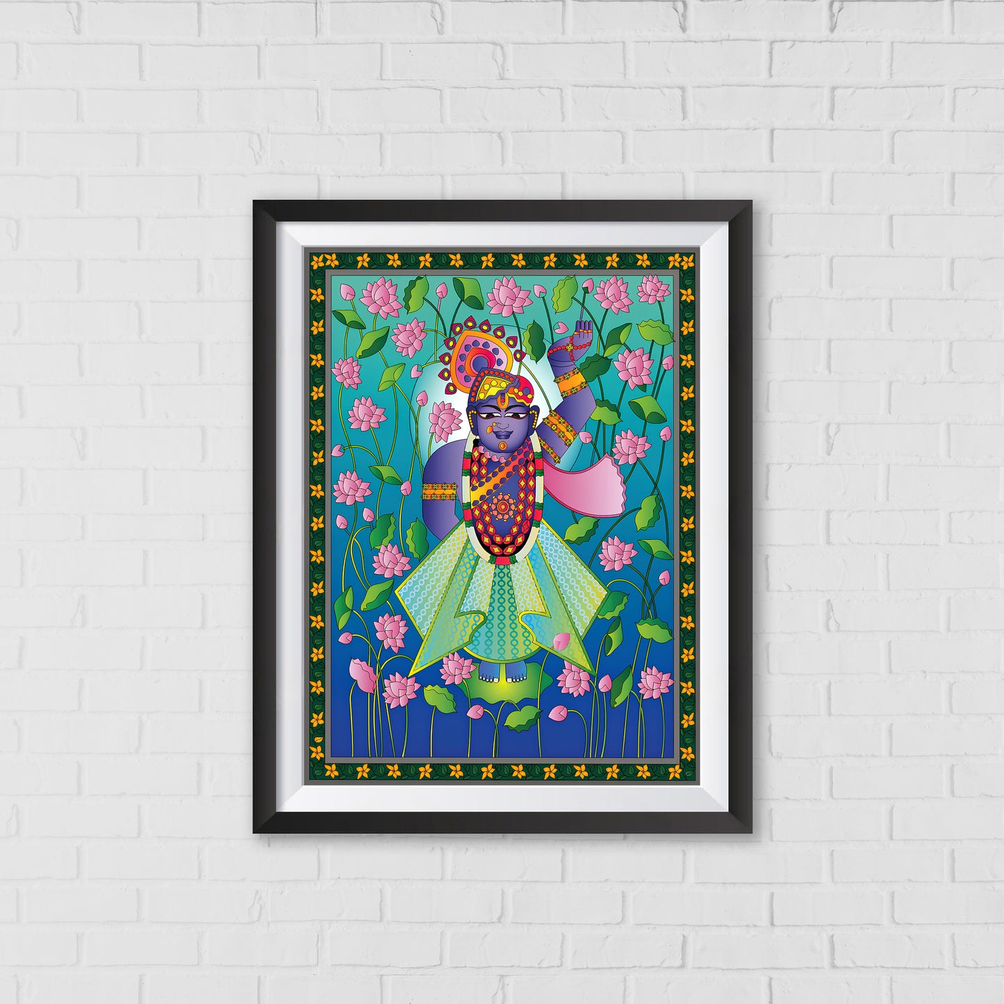 Shrinathji's Lotus Grace Pichwai Art | Indian Wall Art Decor