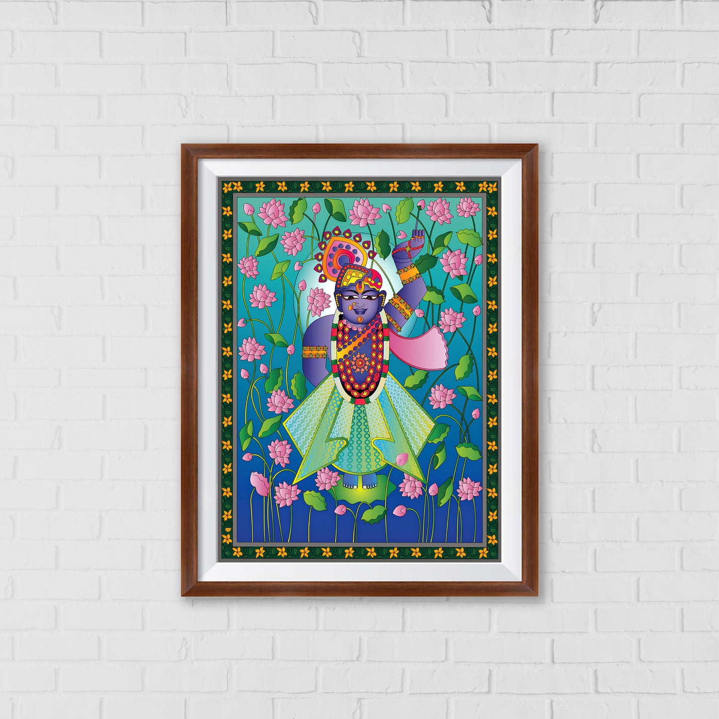 Shrinathji's Lotus Grace Pichwai Art | Indian Wall Art Decor