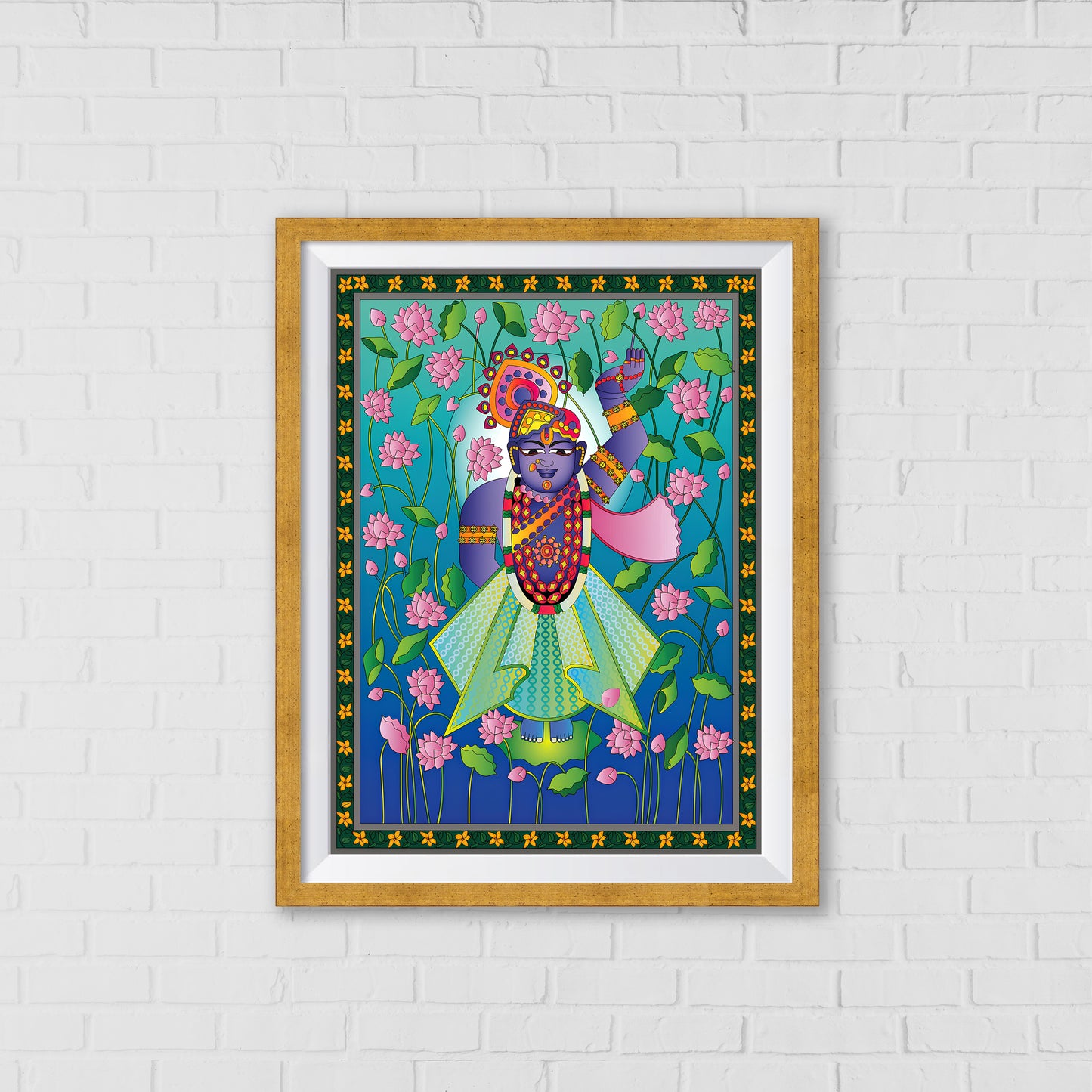 Shrinathji's Lotus Grace Pichwai Art | Indian Wall Art Decor