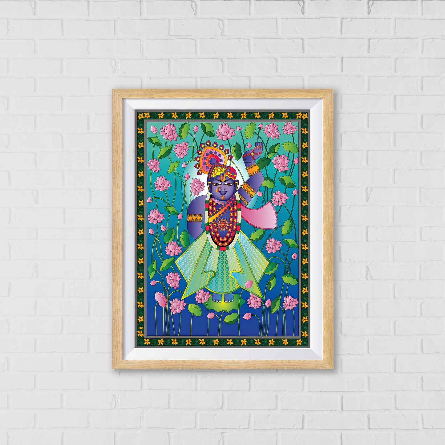 Shrinathji's Lotus Grace Pichwai Art | Indian Wall Art Decor